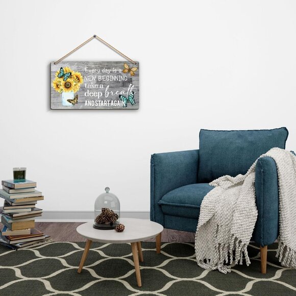 Spring Decorations Every day is a new beginning - Dandelion Butterfly Wooden Wal - Picture 5 of 6